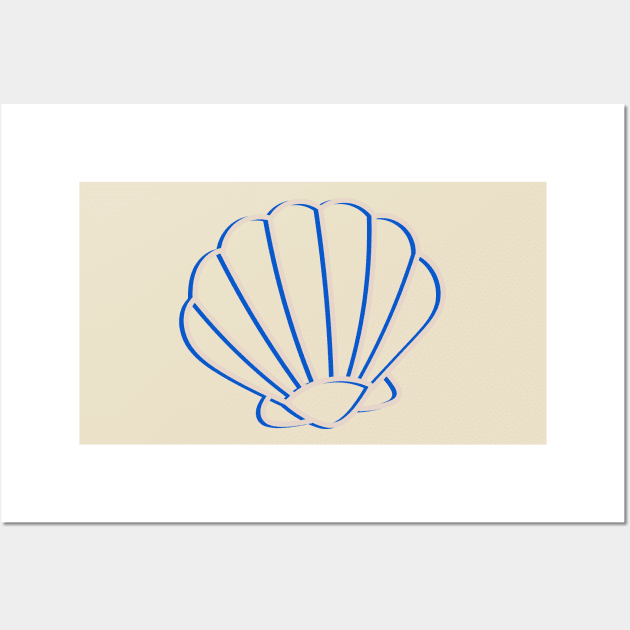 Blue and tan clam shell outline Wall Art by anrockhi